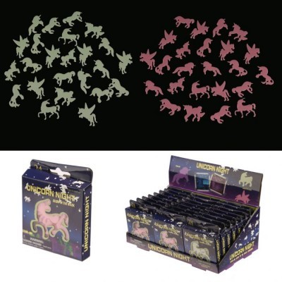 Figuras fosforescentes de unicórnios e embalagem UNICORN NIGHT