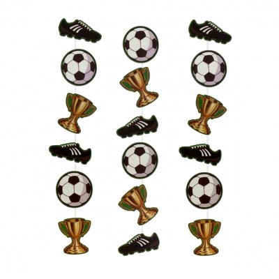 Autocolantes de futebol com chuteiras, bolas e troféus em fundo branco