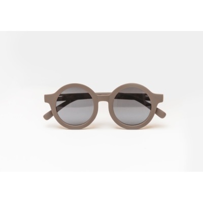 Óculos de sol com armação redonda cinzenta e lentes escuras