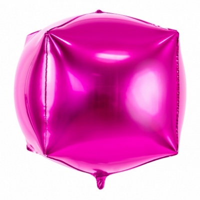 Balão metálico rosa em forma de cubo