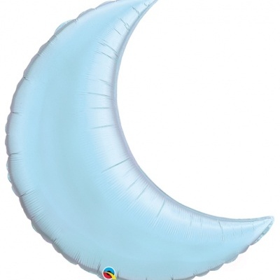 Balão metálico azul claro em forma de lua crescente