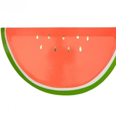 Prato plástico com padrão de fatia de melancia