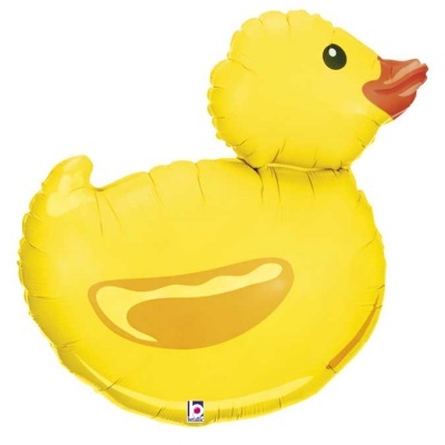 Boia insuflável amarela com forma de pato para piscina