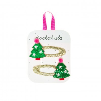 Conjunto de duas presilhas de cabelo com decoração de Natal