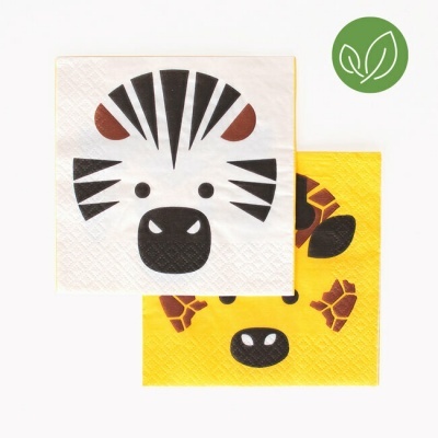 Guardanapos de papel com designs de zebra e girafa
