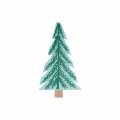 Cartão em forma de árvore de Natal com padrão de galhos verdes