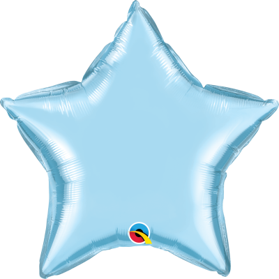 Balão estrela azul claro metalizado com etiqueta Q