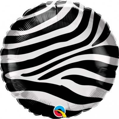 Balão redondo preto e branco com riscas estilo zebra