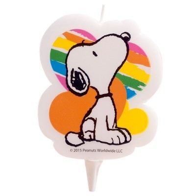 Vela decorativa Snoopy com corações coloridos