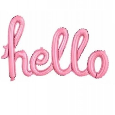 Balão rosa com a palavra 'hello'