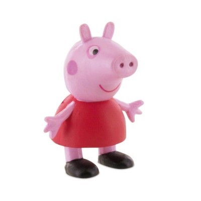 Figura de brinquedo Peppa Pig em plástico com vestido vermelho.