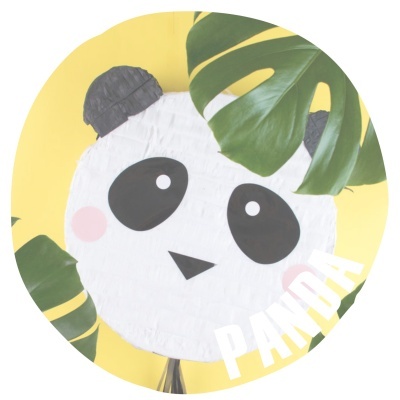 Balão redondo com imagem de panda e texto 'PANDA'