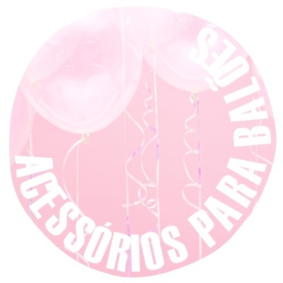 balões cor de rosa transparentes com texto branco