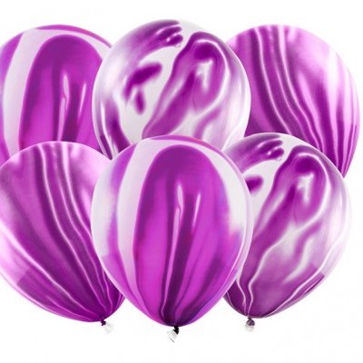 Balões de látex roxo e branco marmoreados