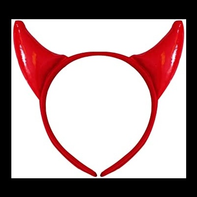 Aro de cabeça vermelho com chifres de diabo brilhantes