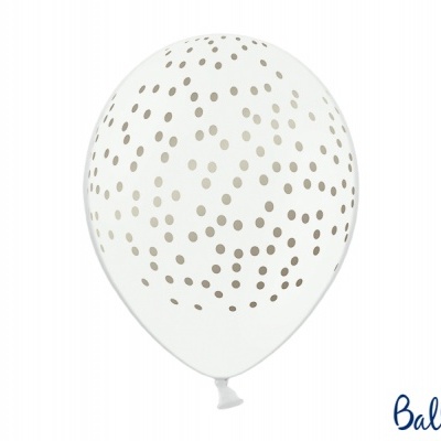 Balão branco com bolinhas douradas