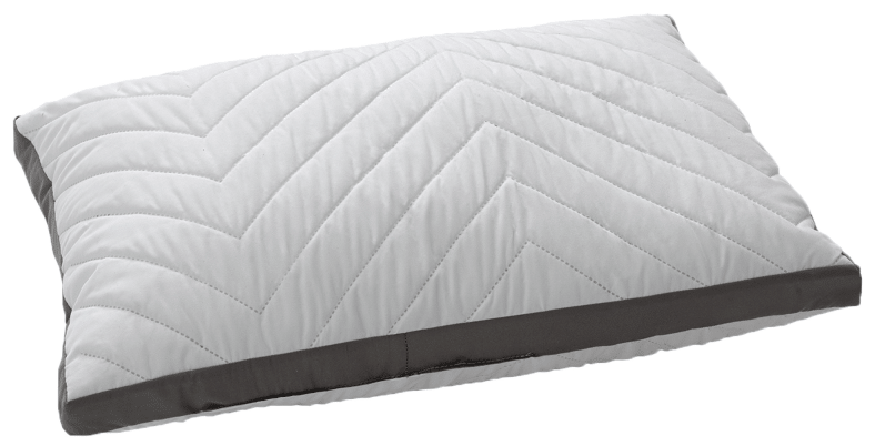 ALMOFADA ZIGUE-ZAGUE COM BARRA 3D Travesseiro branco acolchoado com borda cinza escura