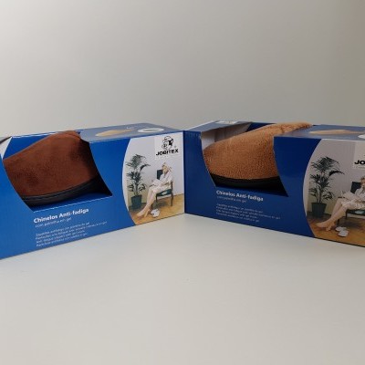 Embalagens com chinelos castanhos anti-fadiga da JOBITEX