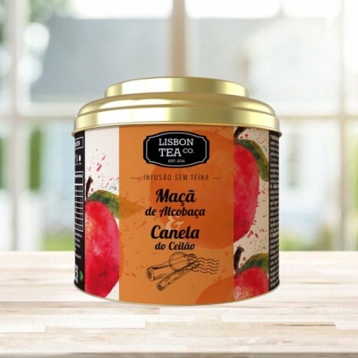 Pote metálico de infusão Maçã de Alcobaça e Canela do Ceilão da Lisbon Tea Co.