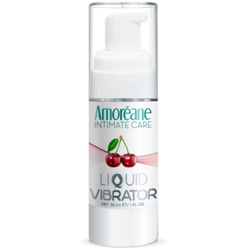 Frasco branco Amoreane Intimate Care Liquid Vibrator com doseador e tampa transparente