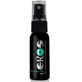 Frasco preto com spray pulverizador e texto ERoS prolong 101 MAN