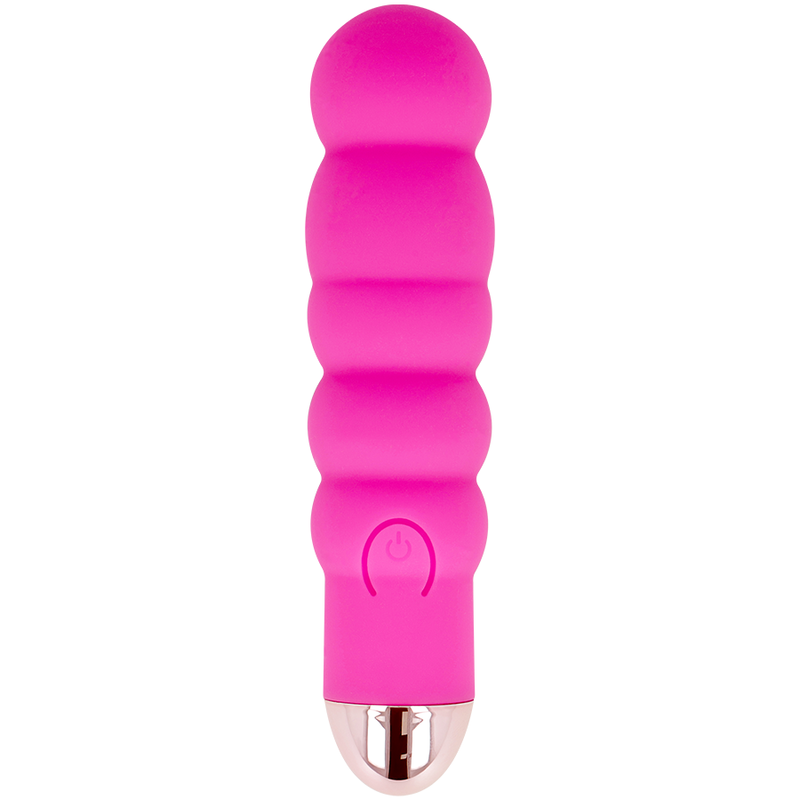 Vibrador cor-de-rosa em silicone com botão de ligar