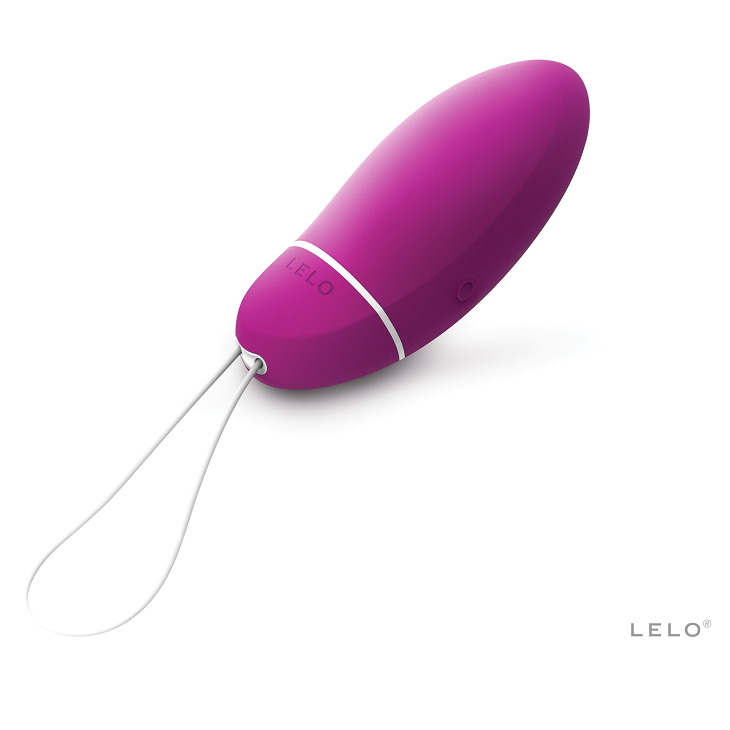 Vibrador pessoal violeta com cordão branco e marca LELO