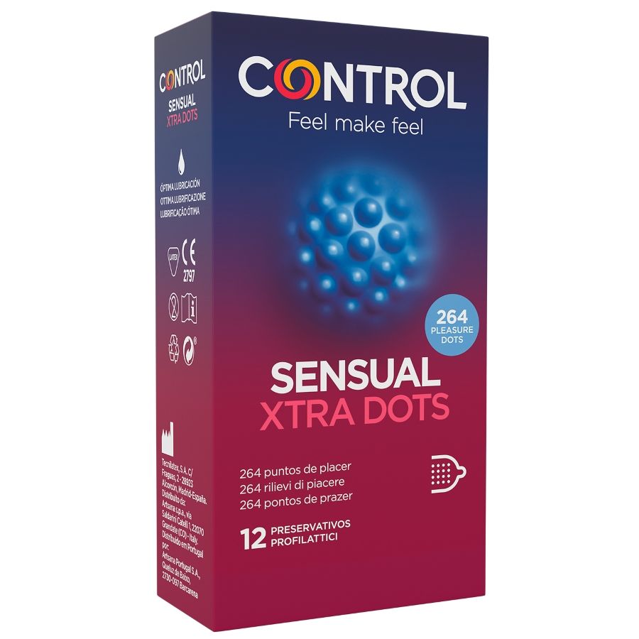 Embalagem de preservativos CONTROL Sensual Xtra Dots 12 unidades