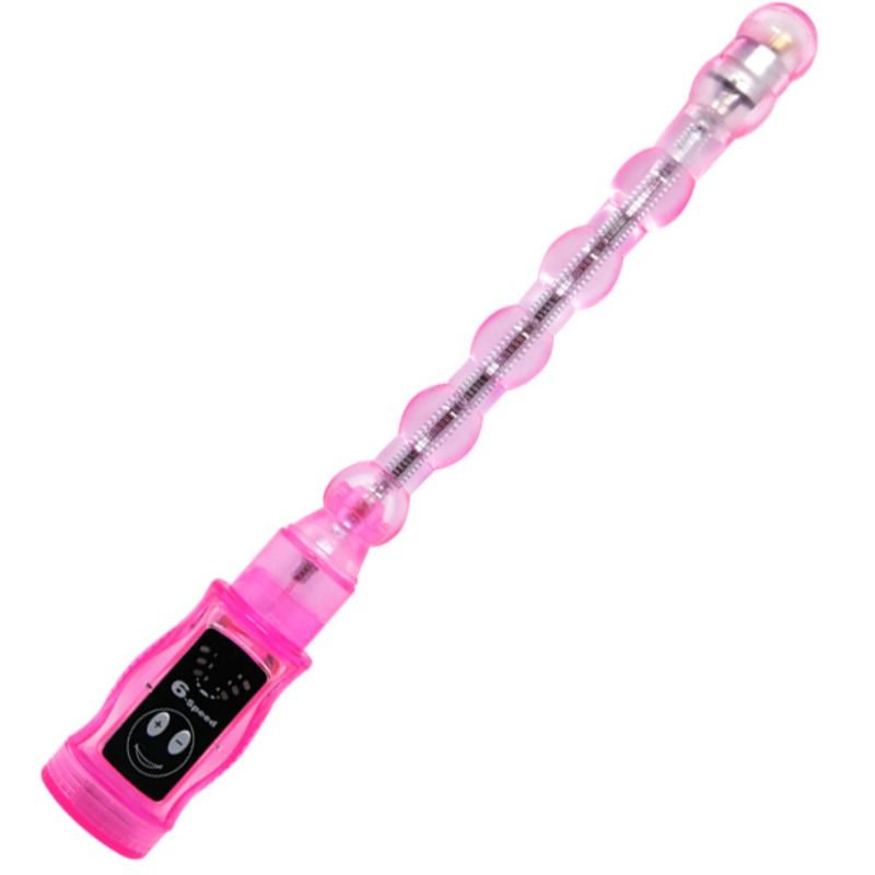 Produto rosado translúcido alongado com controlo preto e botões