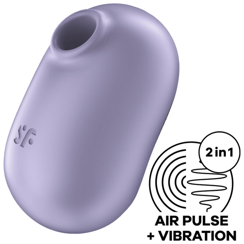Dispositivo lilás oval com orifício e gráfico 2 in 1 AIR PULSE + VIBRATION