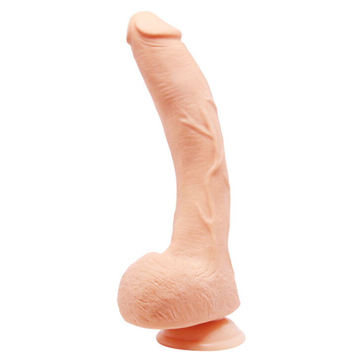 Brinquedo sexual em forma de pénis com ventosa, cor pele, textura realista
