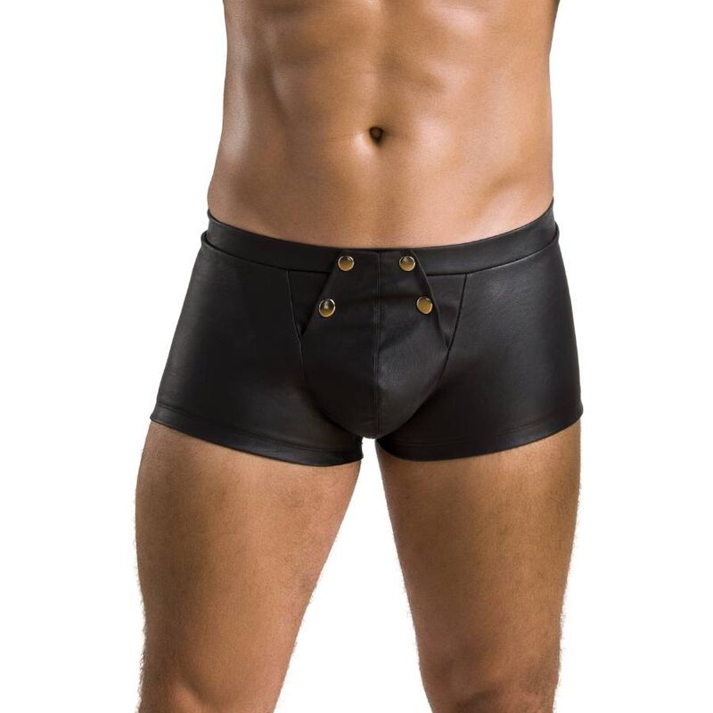Cuecas masculinas pretas tipo boxer com botões dourados