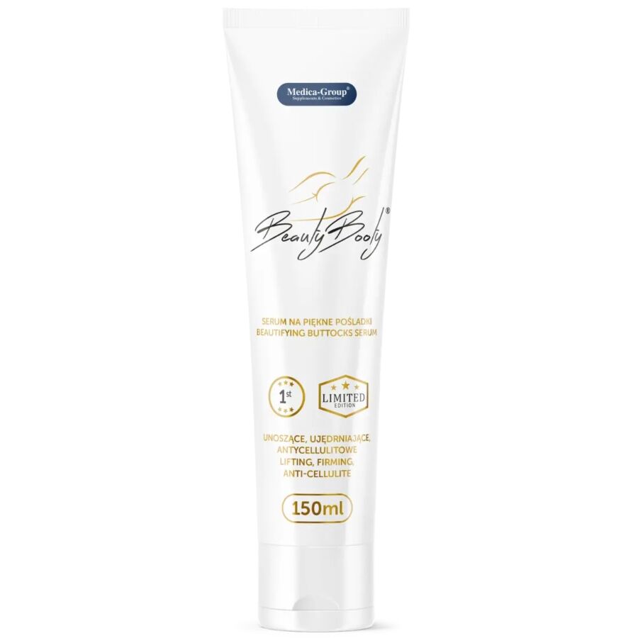 Tubo branco de sérum Beauty Booty para glúteos, edição limitada, 150 ml