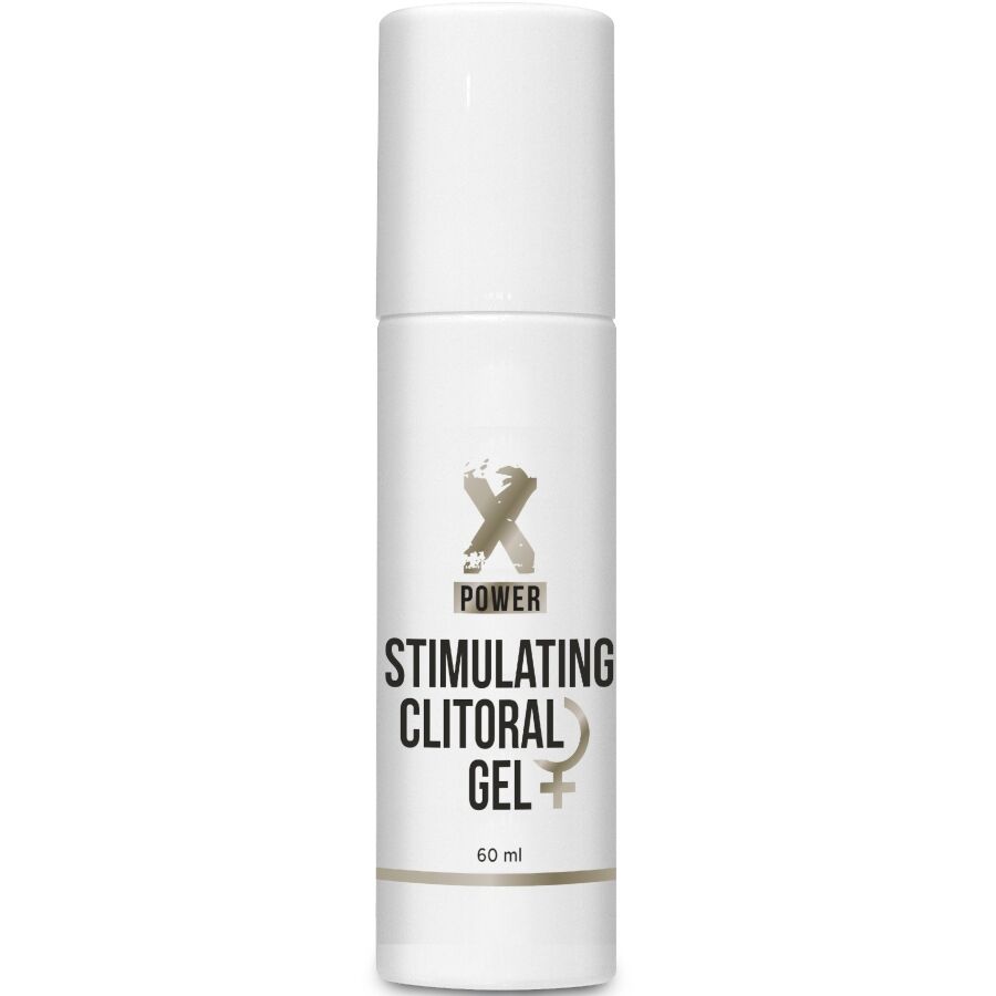 Frasco branco do gel estimulante clitoral X POWER de 60 ml
