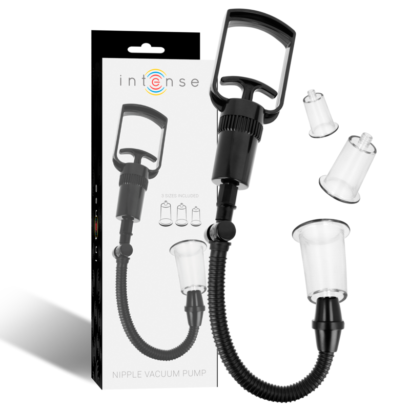 Bomba de vácuo para mamilos preta com copos transparentes e embalagem