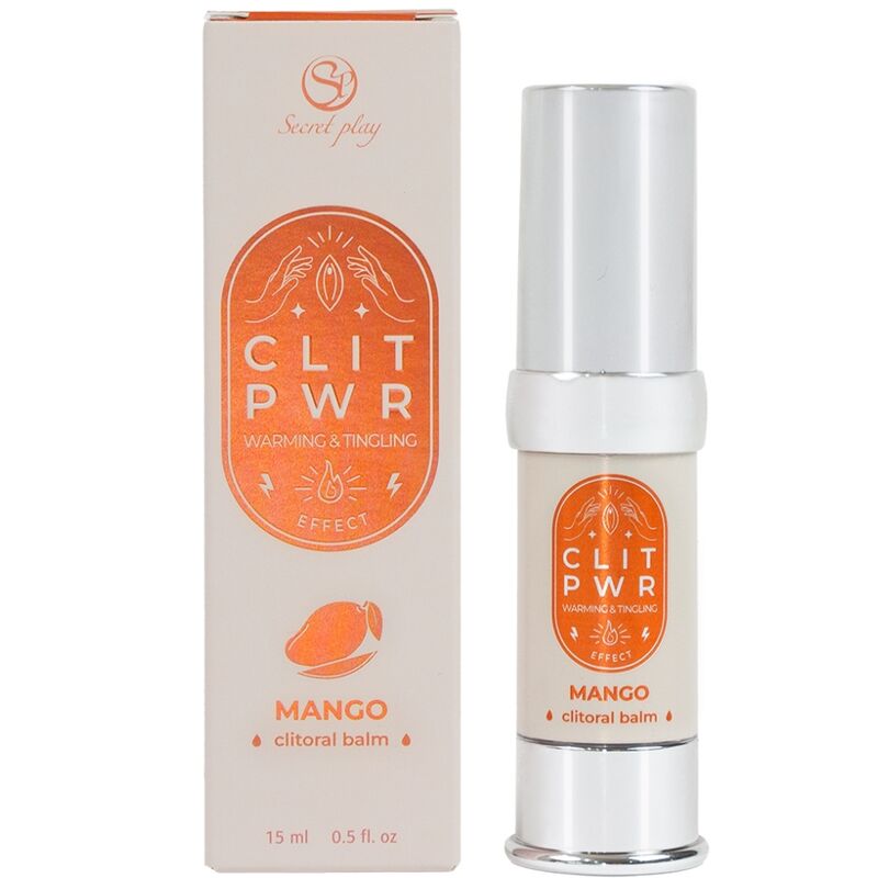 Bálsamo clitoriano com caixa branca e rótulo laranja