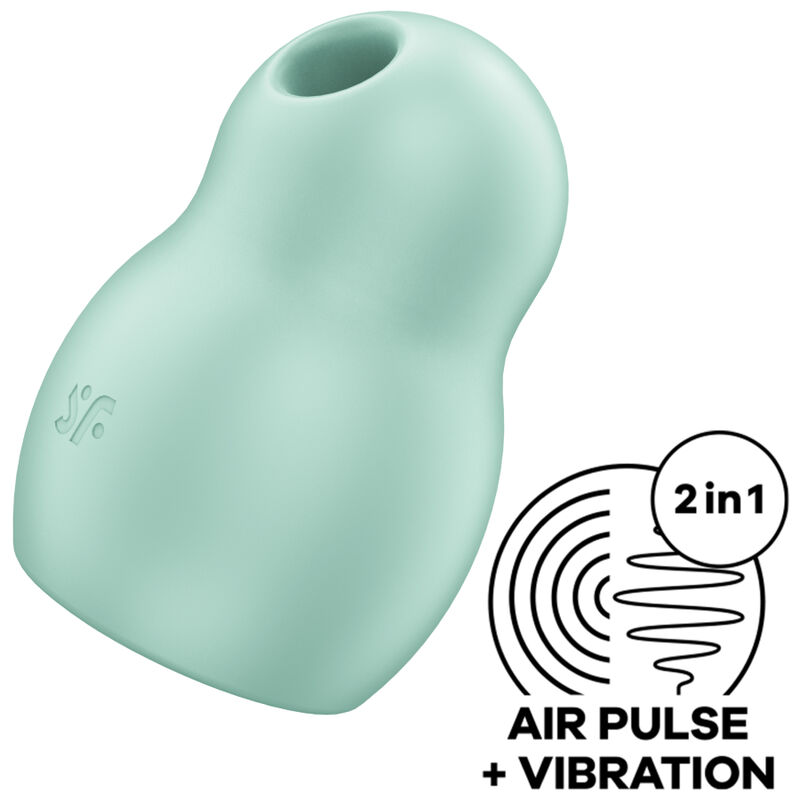 Dispositivo erótico verde-menta com funções AIR PULSE e VIBRATION