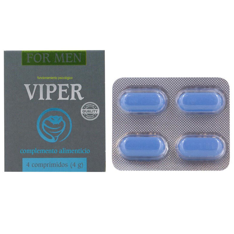 Embalagem VIPER para homens com 4 comprimidos azuis em blister