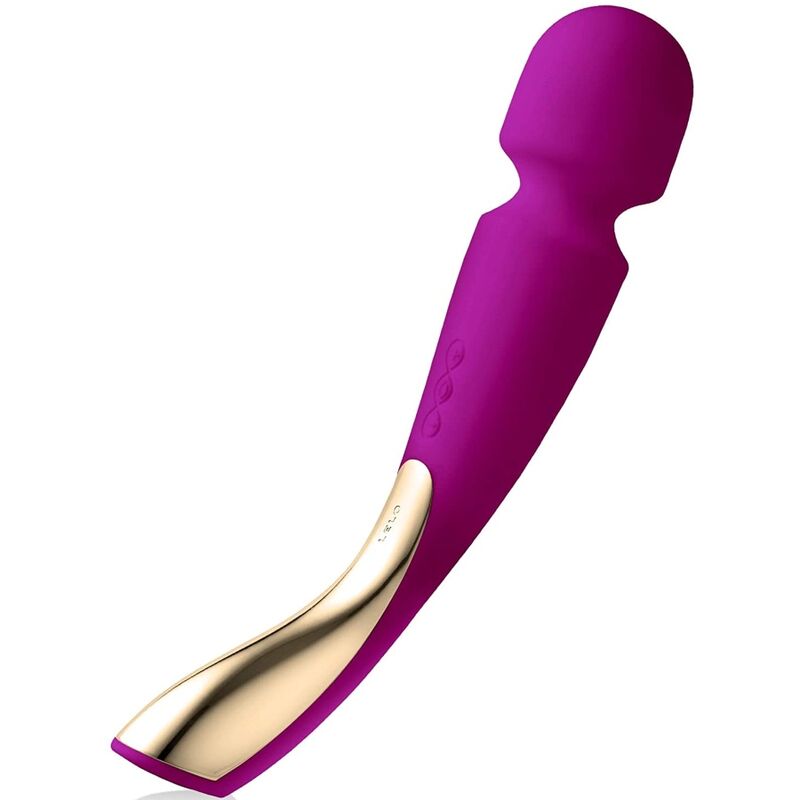 Vibrador roxo em silicone com cabo dourado e botões de controlo
