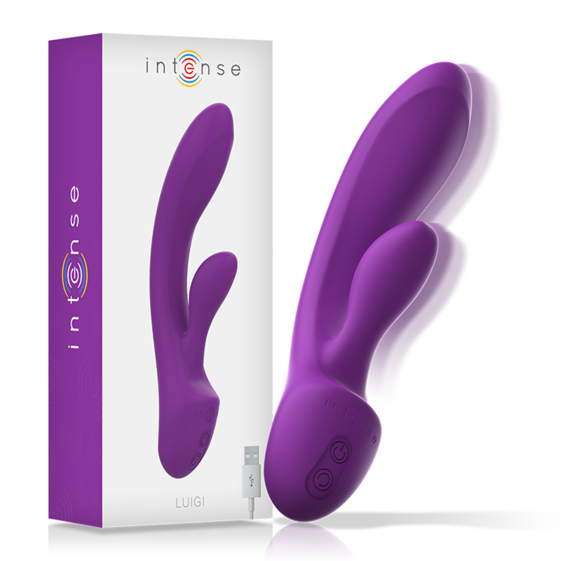 Vibrador roxo anatómico com caixa e cabo USB