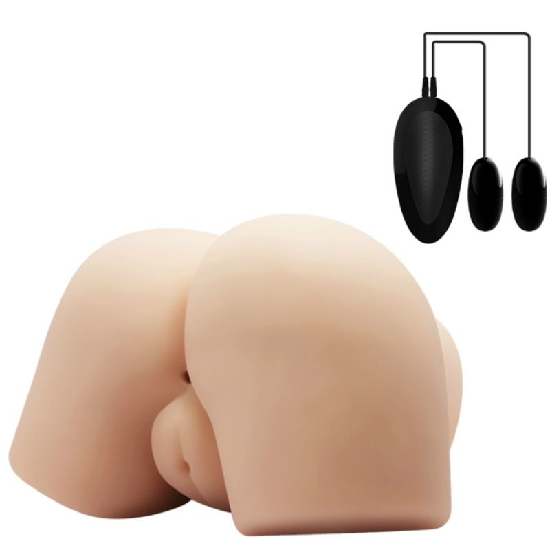 Masturbador em silicone cor pele com controle remoto preto