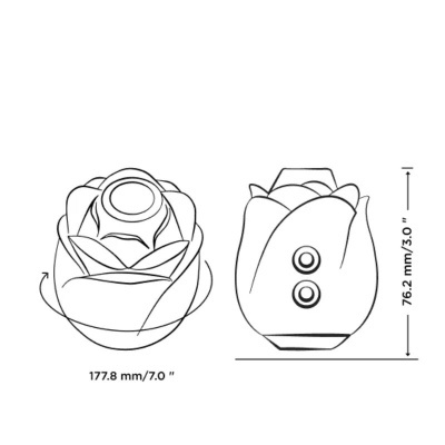 Desenho técnico de produto em forma de flor, com medidas visíveis