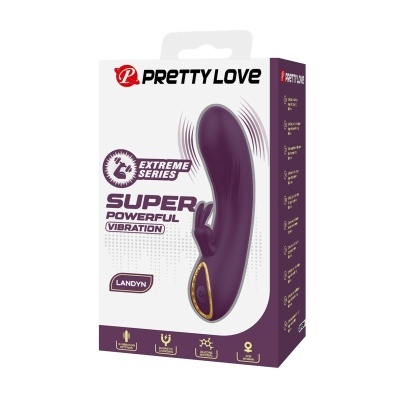 Embalagem de vibrador roxo em silicone PRETTY LOVE série EXTREME SERIES modelo LANDYN