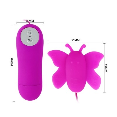 Controle remoto rosa e dispositivo rosa em forma de borboleta com cabo sobre fundo branco