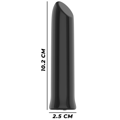 Objeto cilíndrico preto com 10.2 cm de altura e 2.5 cm de largura
