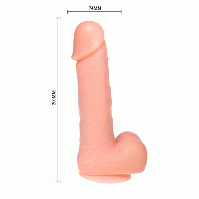 Dildo cor de pele com ventosa, texturizado, medidas 200MM altura e 74MM largura