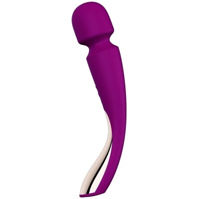 Vibrador massageador corporal roxo com detalhe prateado