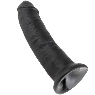 Brinquedo erótico preto com textura e base côncava
