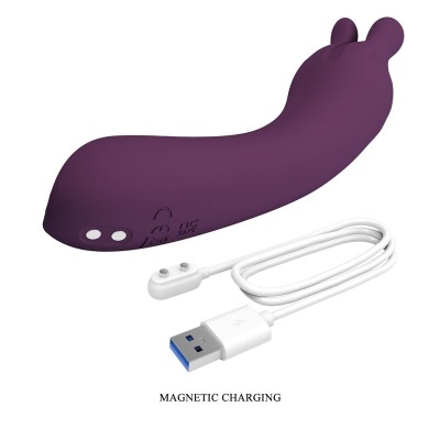 Dispositivo roxo em silicone com cabo USB para carregamento magnético