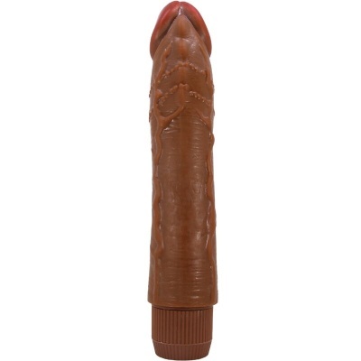 Vibrador realista castanho com base rosqueada